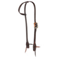 WD-RTSEH-HO-7 Heavy Oiled Rope Tooling Silver Scroll Copper Bar Double Buckle Single Ear Headstall