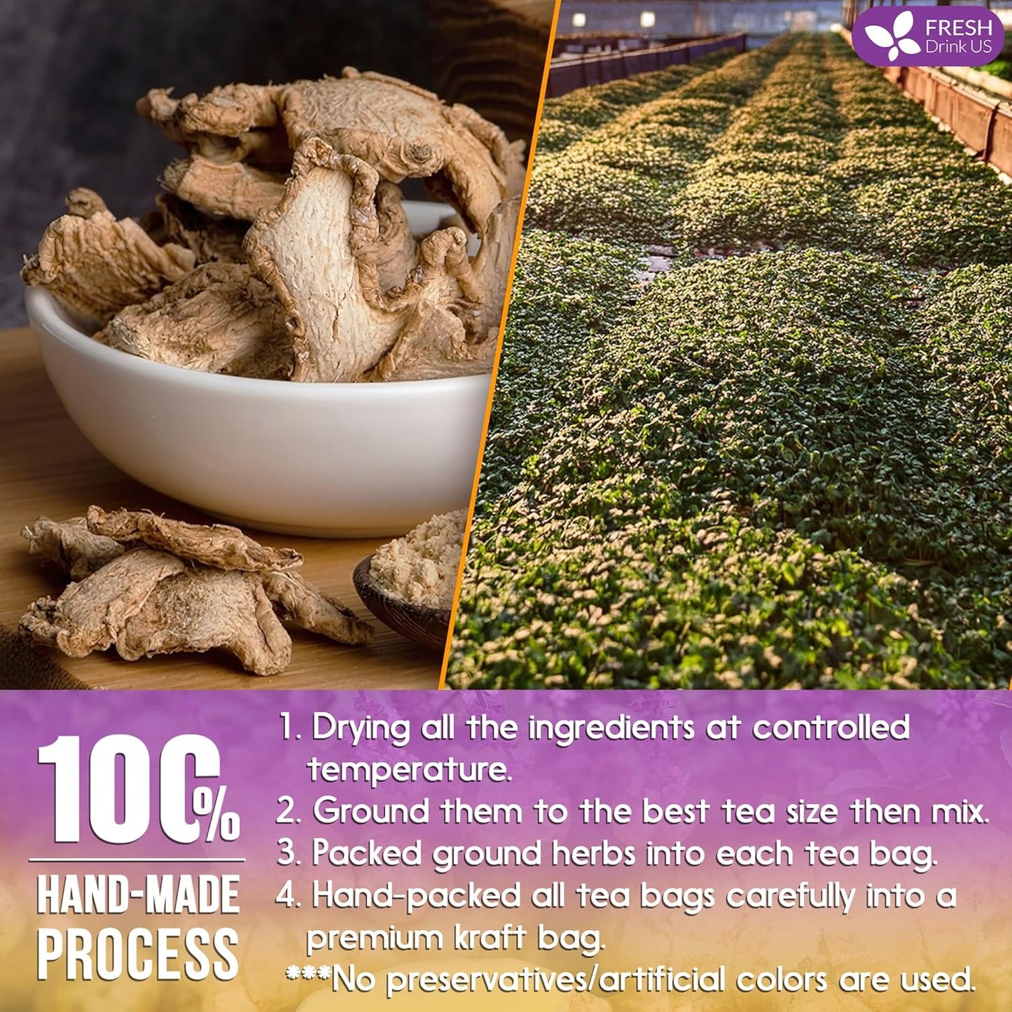 Premium Ginger Tulsi Tea Bags | Hand-made Blend of Ginger and Tulsi Holy Basil Leaves