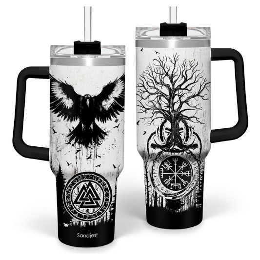 White Viking Quencher Tumbler with Handle 40oz