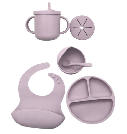 HeyPeacock Baby and Toddler Feeding Sets, Food-Grade Silicone (Blue)