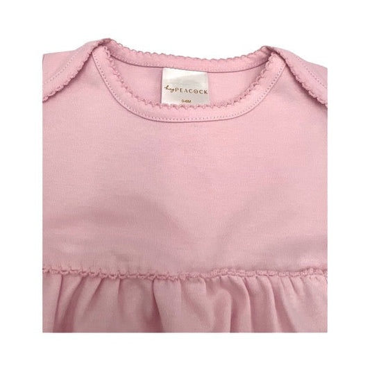 100% PIMA Cotton Newborn Pleated Gown & Hat Set: Light Pink (0-6 months)