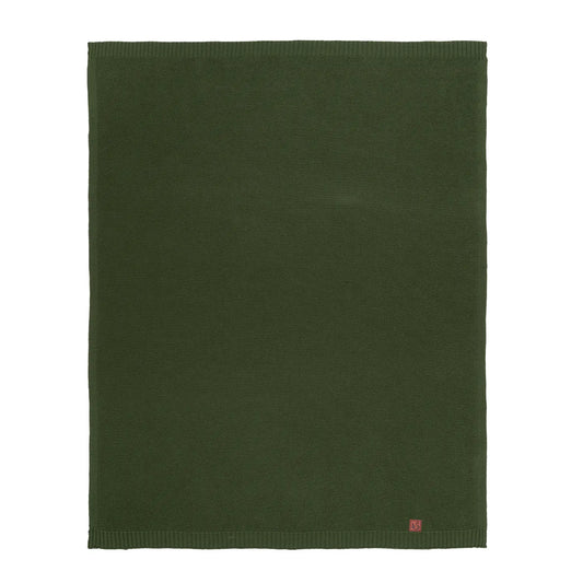 Classic Knit Cotton Baby Blanket in Forest Green