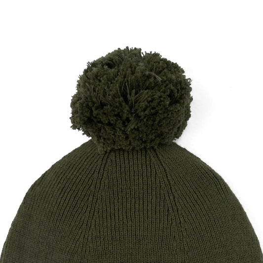 Knit Baby Pom Beanie in Forest Green